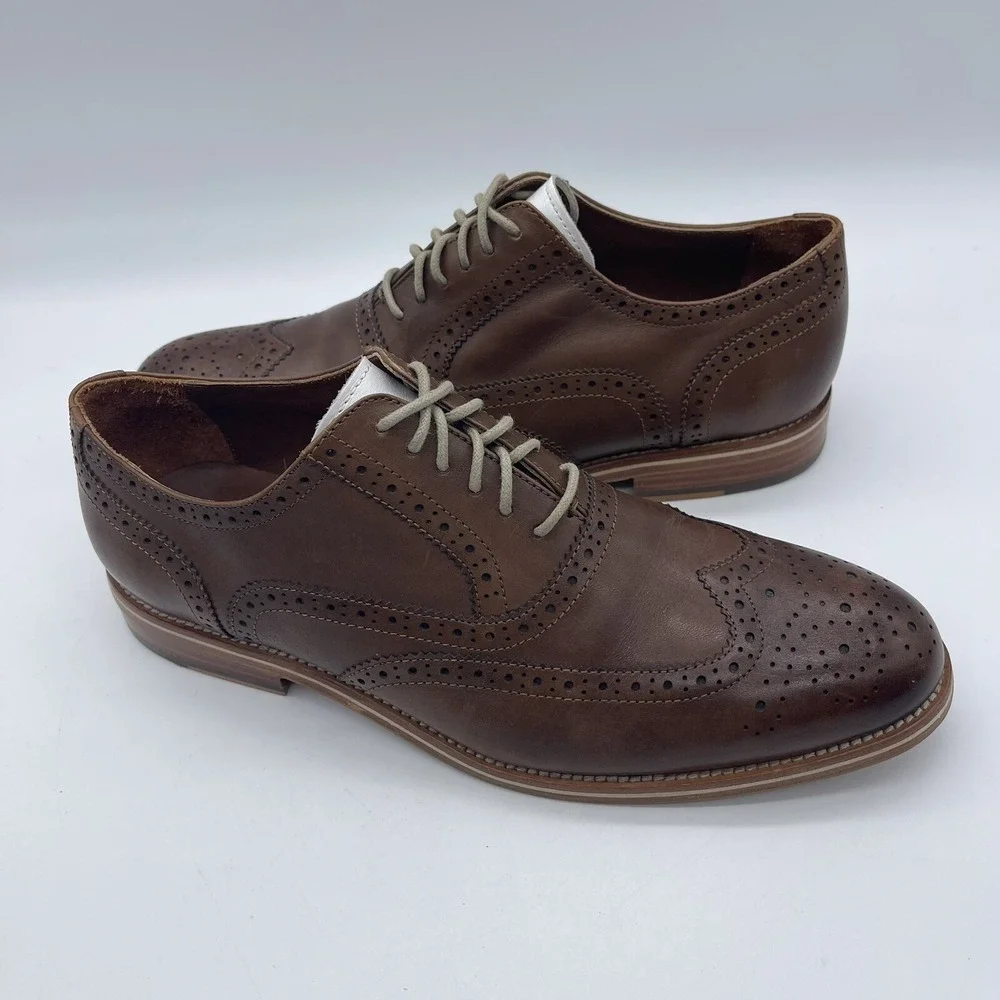 Warfield & Grand Men's Size 9 Wing Tip Oxfords Roy 63606 Brown Dress Shoes